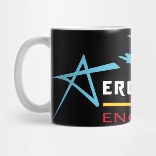 Aeronautical engineering text, aerospace engineer, airplane image Mug